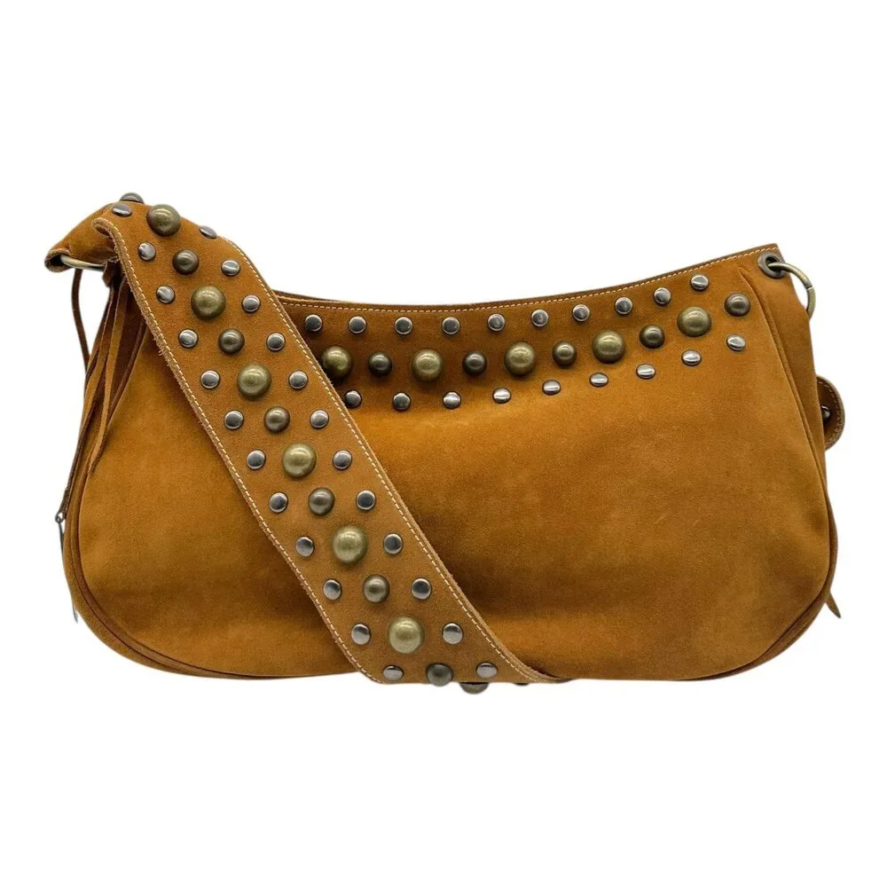 Dolce & Gabbana Tan Suede Studded Hobo Bag - Picture 3 of 11